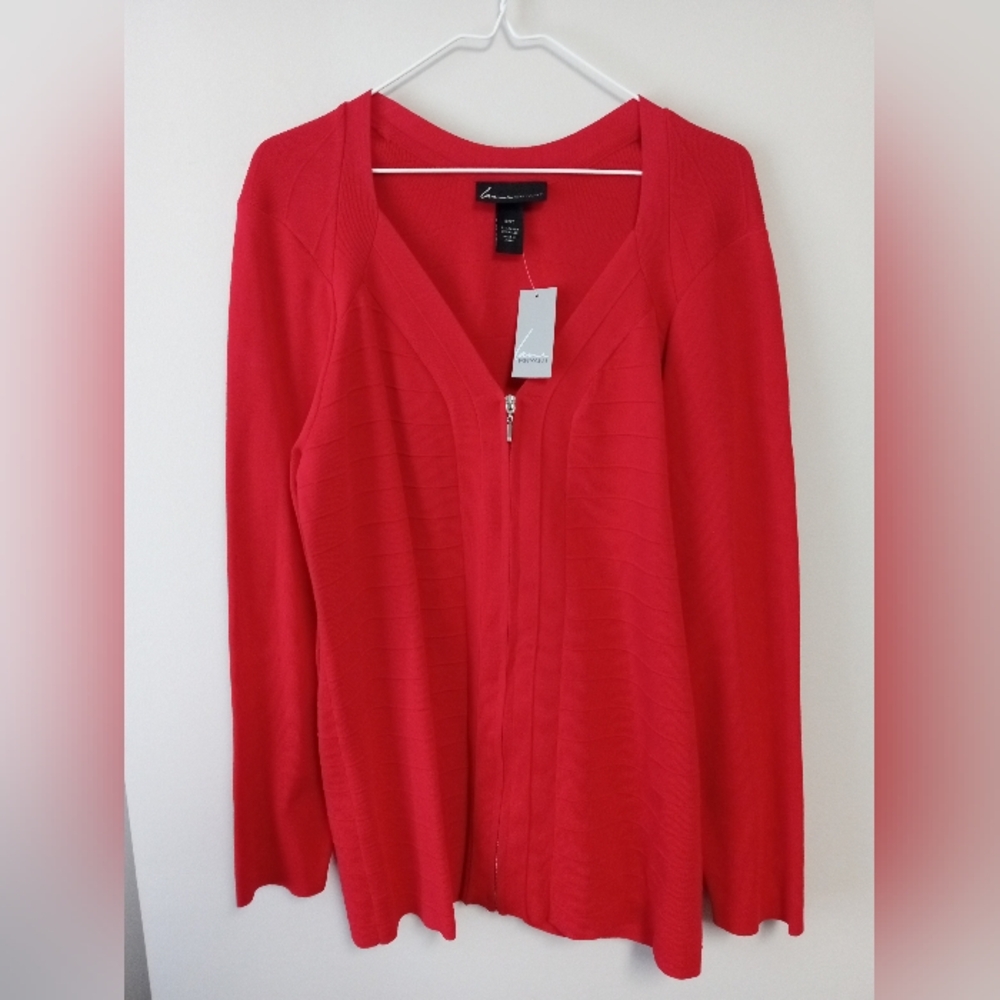 NWT Lane Bryant Vibrant Red Zippered Blouse Size 18/20
